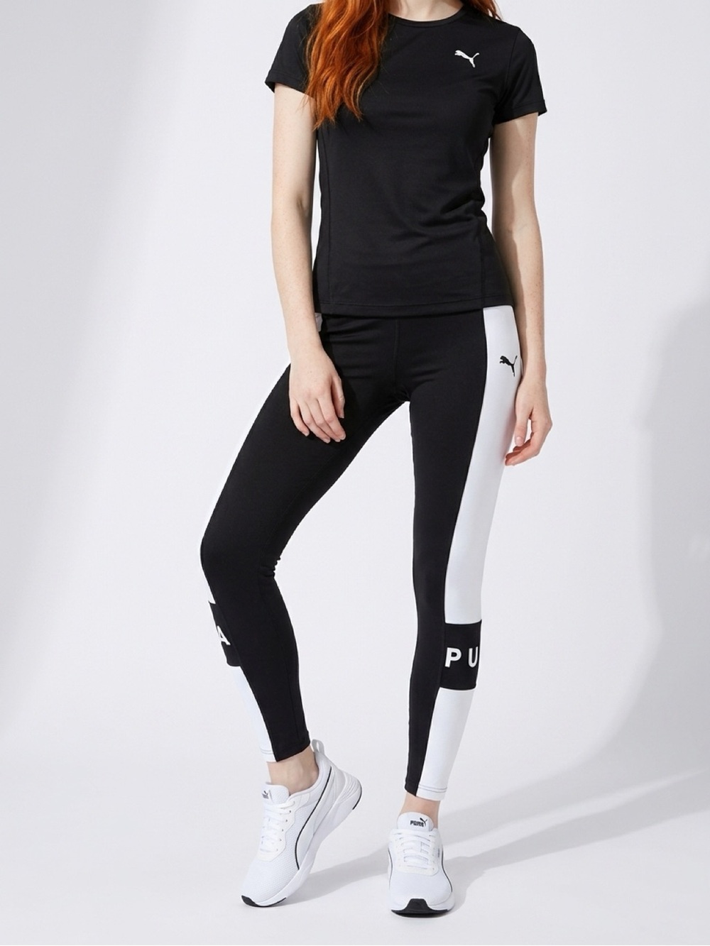 Puma Black and White Color-Block Leggings